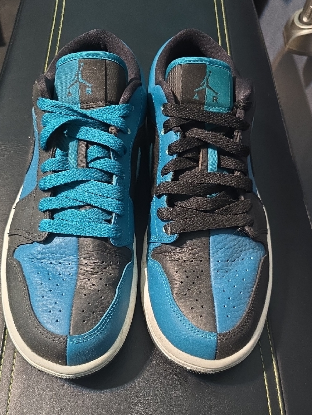 Nike Air Jordan  Low Teal & Black Split Design. Unique!